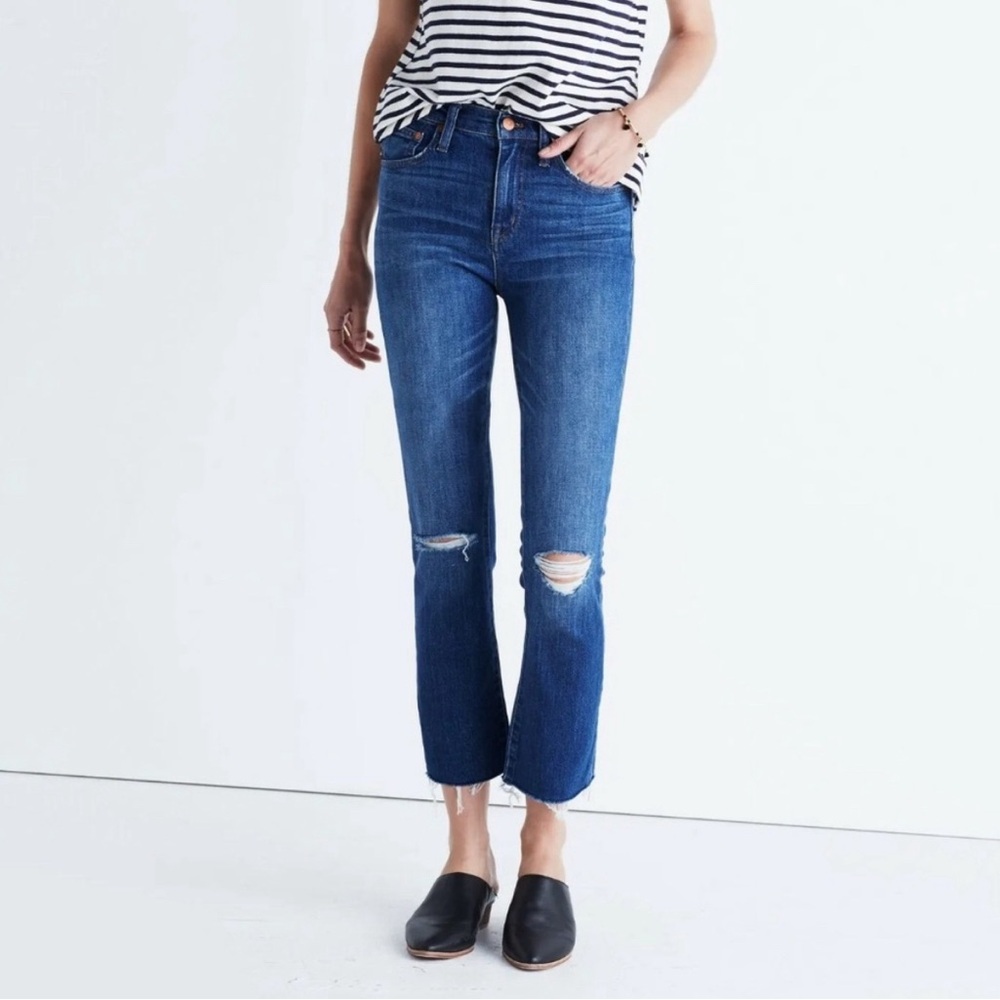 Madewell Cali Demi-Boot Jeans, Distressed, Size 26